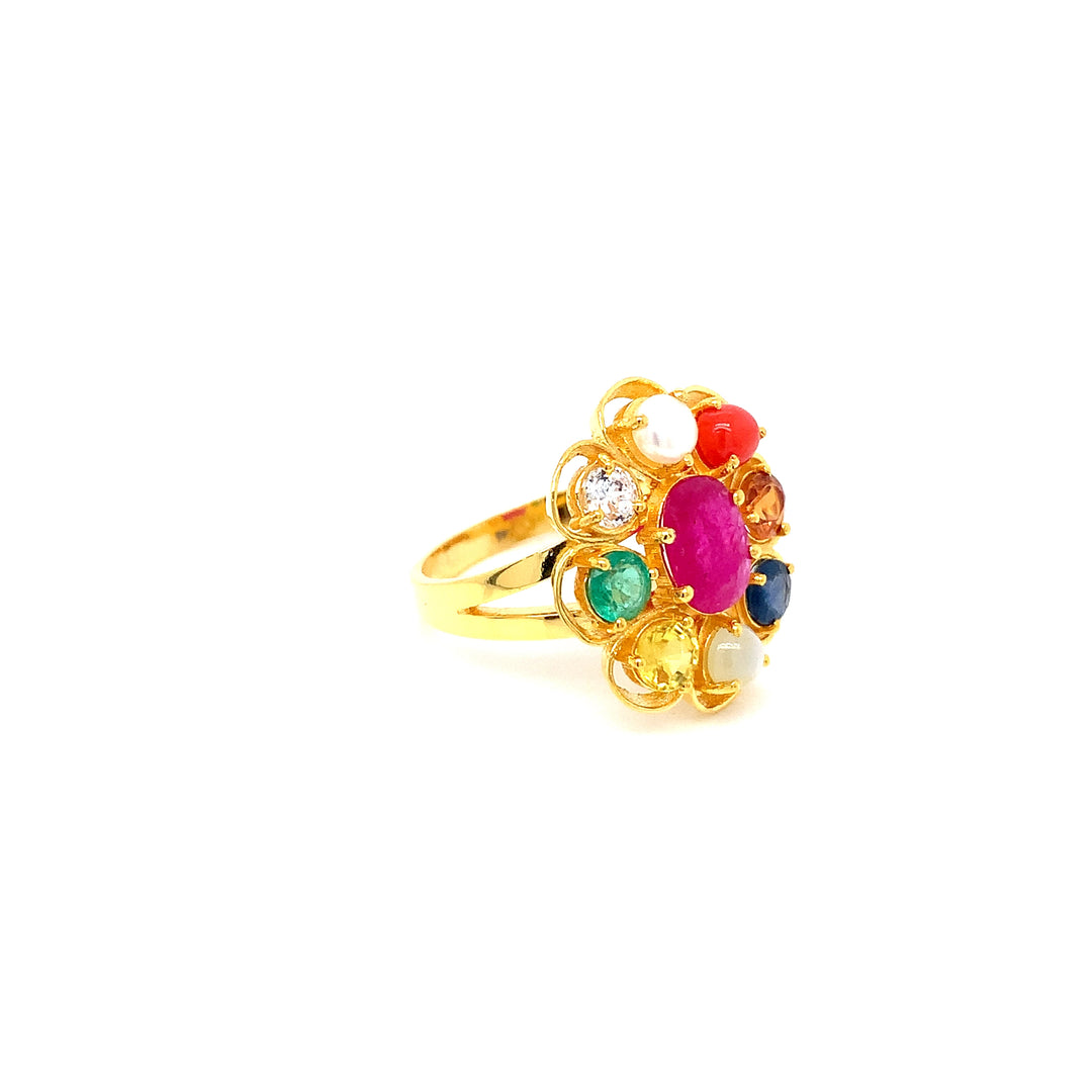 22K YG Navaratna Ring-1pc