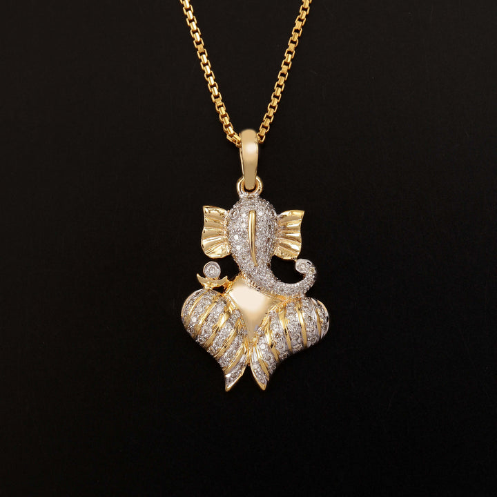 14K YG Ganesh Diamond Pendant-1pc