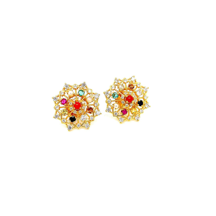 22K YG Navaratna Earring-1pair