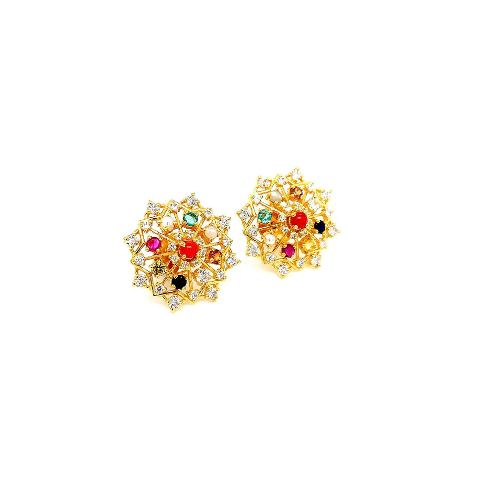 22K YG Navaratna Earring-1pair