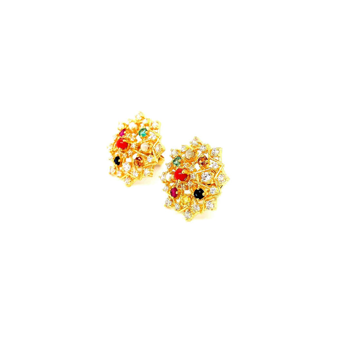 22K YG Navaratna Earring-1pair