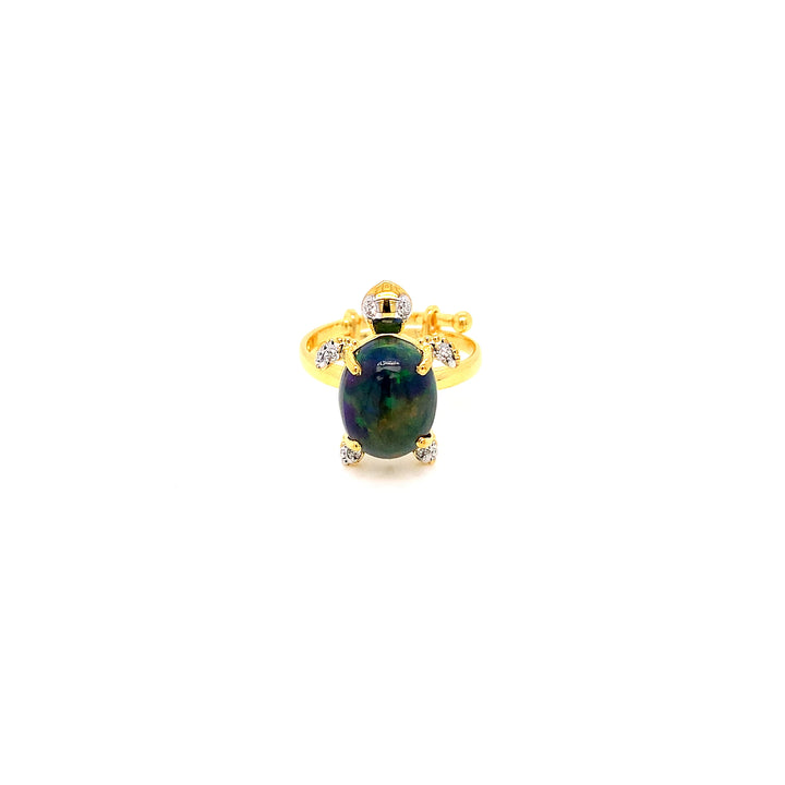 14K YG Tortoise Diamond wit Opal Ring-1pc