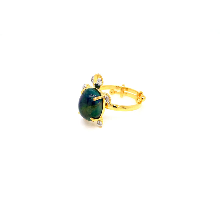 14K YG Tortoise Diamond wit Opal Ring-1pc