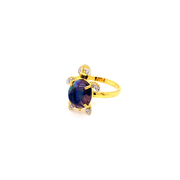 14K YG Turtle Diamond with Opal Ring-1pc