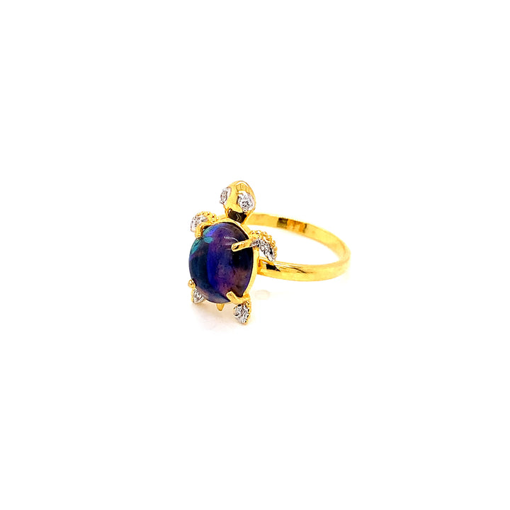 14K YG Turtle Diamond with Opal Ring-1pc