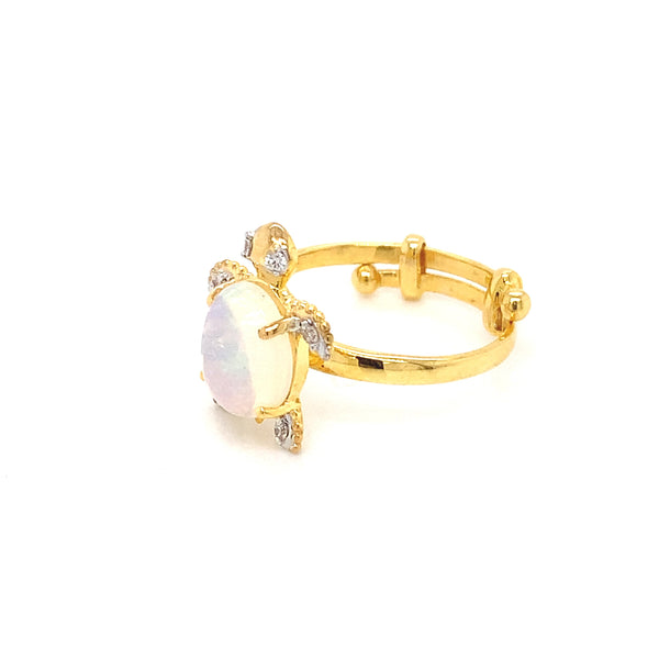 14K YG Turtle Diamond, Opal Ring-1pc