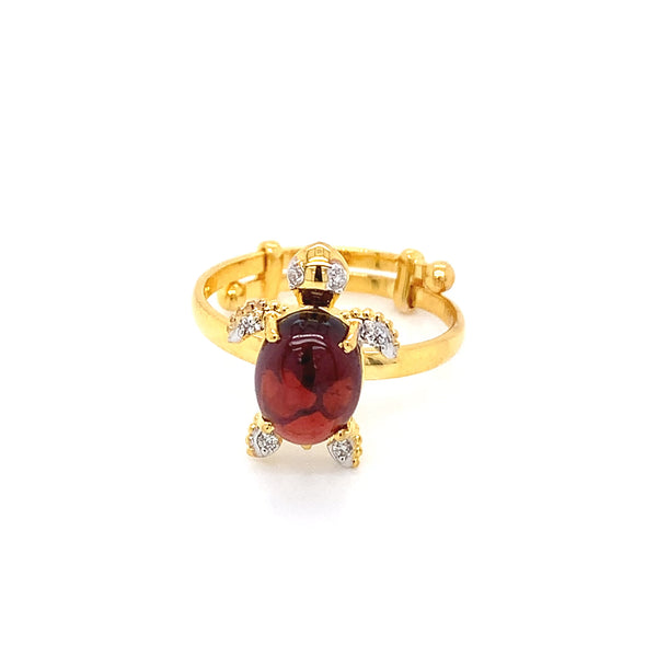 14K YG Tortoise Diamond, Garnet Ring-1pc