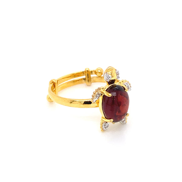 14K YG Tortoise Diamond, Garnet Ring-1pc