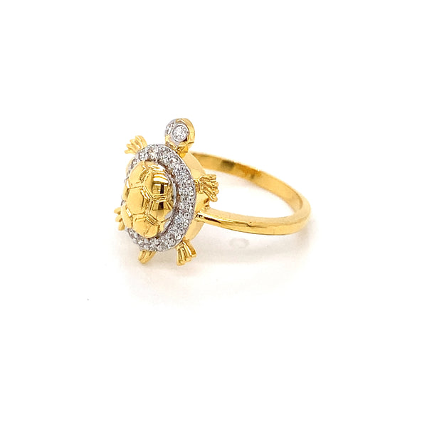 18K YG Turtle Diamond Ring-1pc
