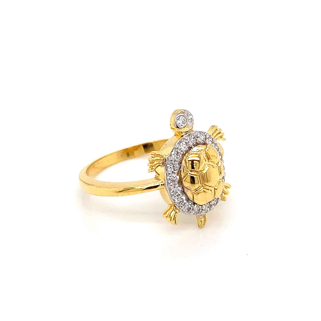 18K YG Turtle Diamond Ring-1pc