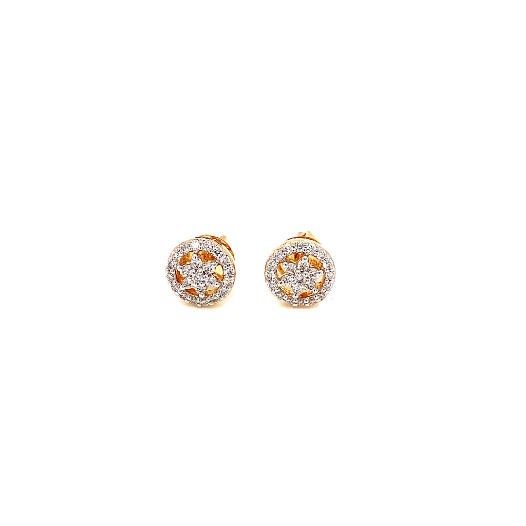 14K YG Star Diamond Earring-1pair