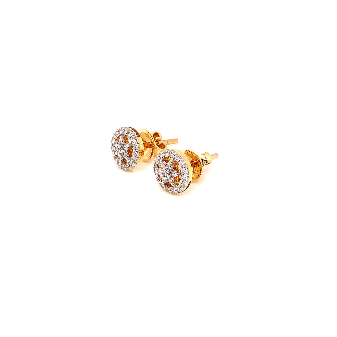 14K YG Star Diamond Earring-1pair