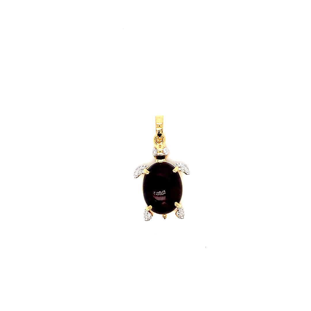 14K YG Turtle Diamond, Ethopian Opal Pendant-1pc