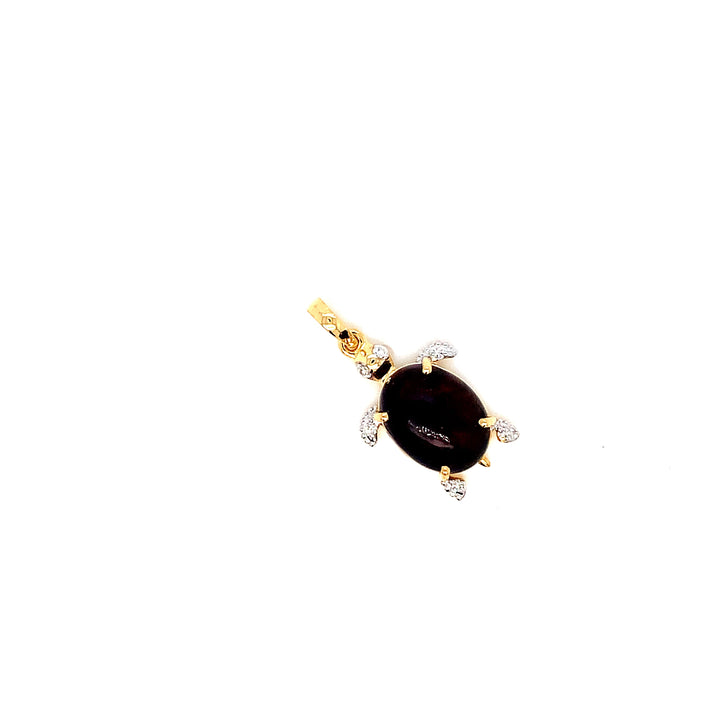 14K YG Turtle Diamond, Ethopian Opal Pendant-1pc