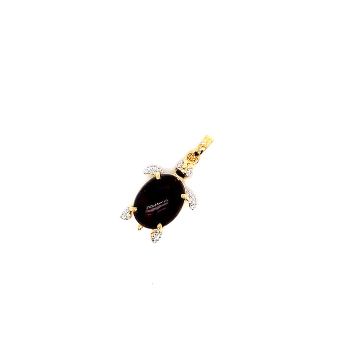 14K YG Turtle Diamond, Ethopian Opal Pendant-1pc
