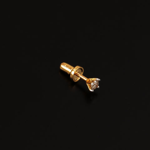 18K YG Unisex Solitaire Diamond Earring-1pc