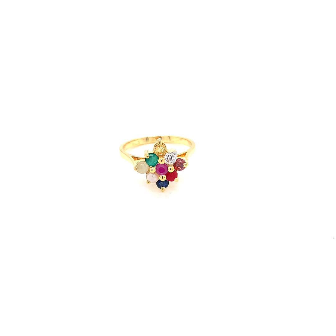 14K YG Cluster Navaratna Ring-1pc