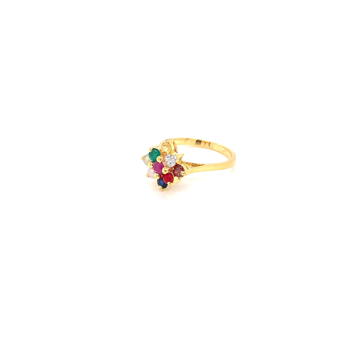 14K YG Cluster Navaratna Ring-1pc