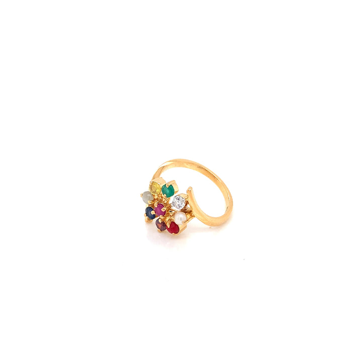 14K YG Cluster Navaratna Ring-1pc