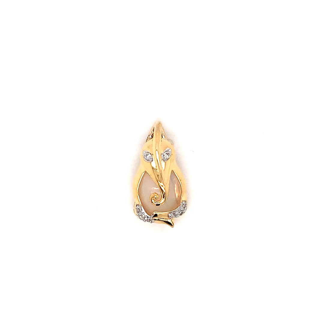 14K YG Ganesh Diamond with Opal Pendant-1pc