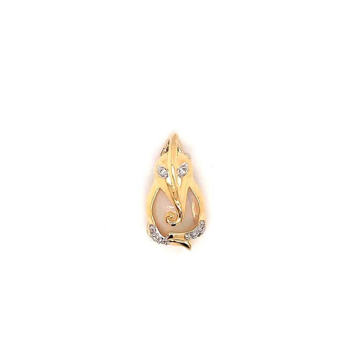 14K YG Ganesh Diamond with Opal Pendant-1pc