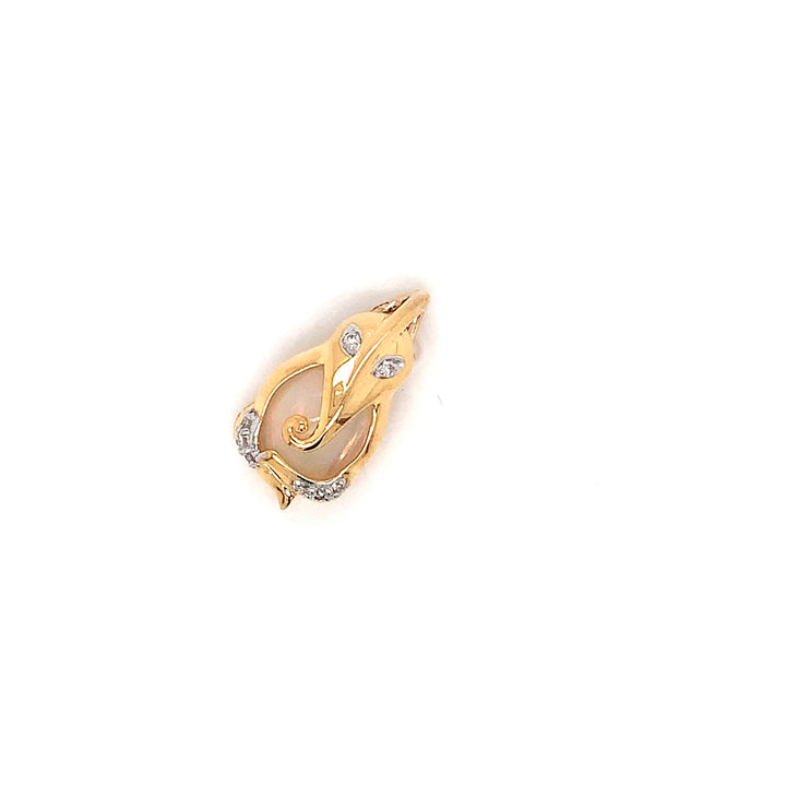 14K YG Ganesh Diamond with Opal Pendant-1pc
