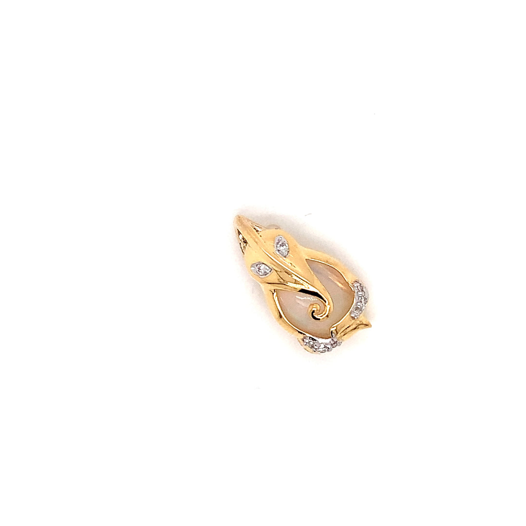 14K YG Ganesh Diamond with Opal Pendant-1pc