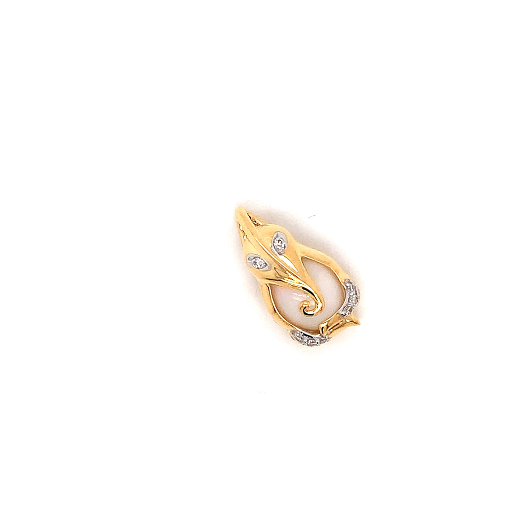 14K YG Ganesh Diamond with Opal Pendant-1pc