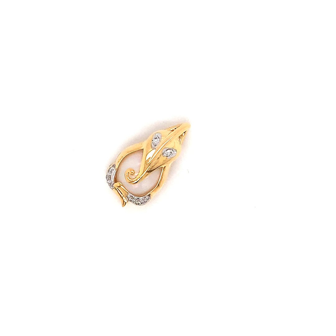 14K YG Ganesh Diamond with Opal Pendant-1pc