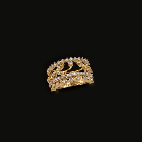14K YG Women Cluster Diamond Ring-1pc