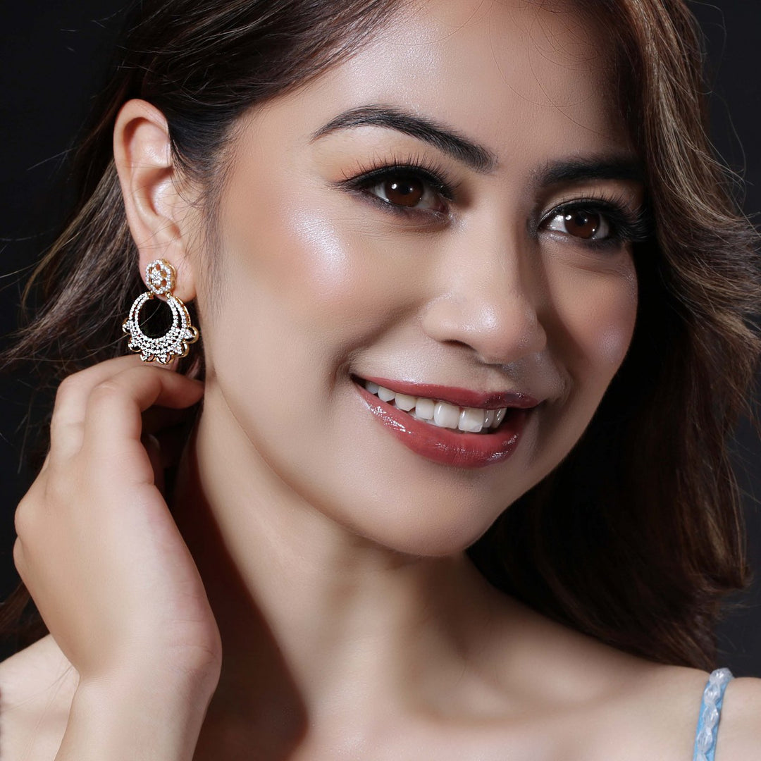 9K YG Women Ramleela Diamond Earring- 1pair