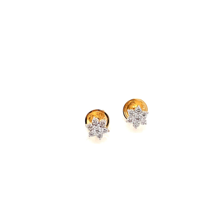 14K YG Star Diamond Earring-1pair
