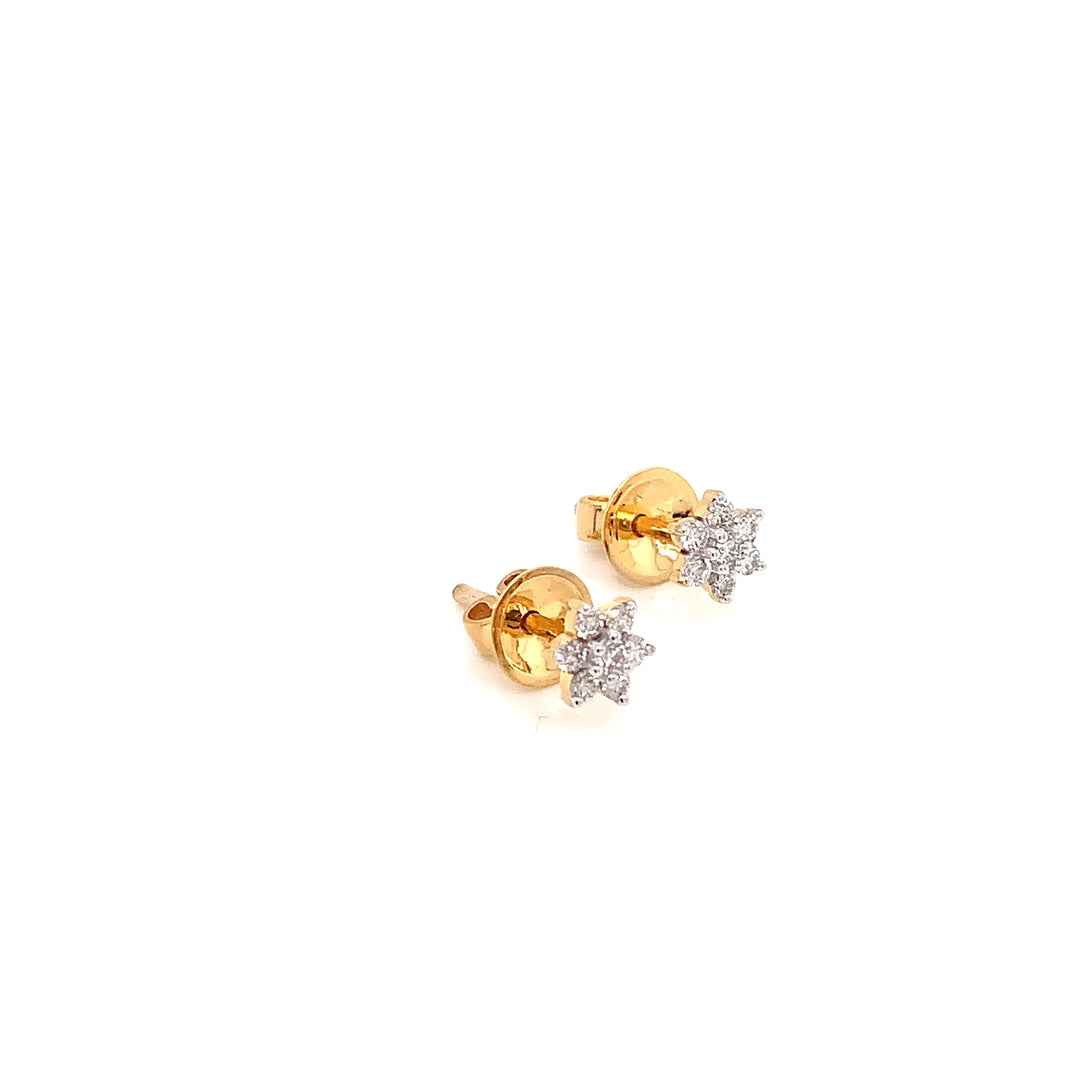 14K YG Star Diamond Earring-1pair