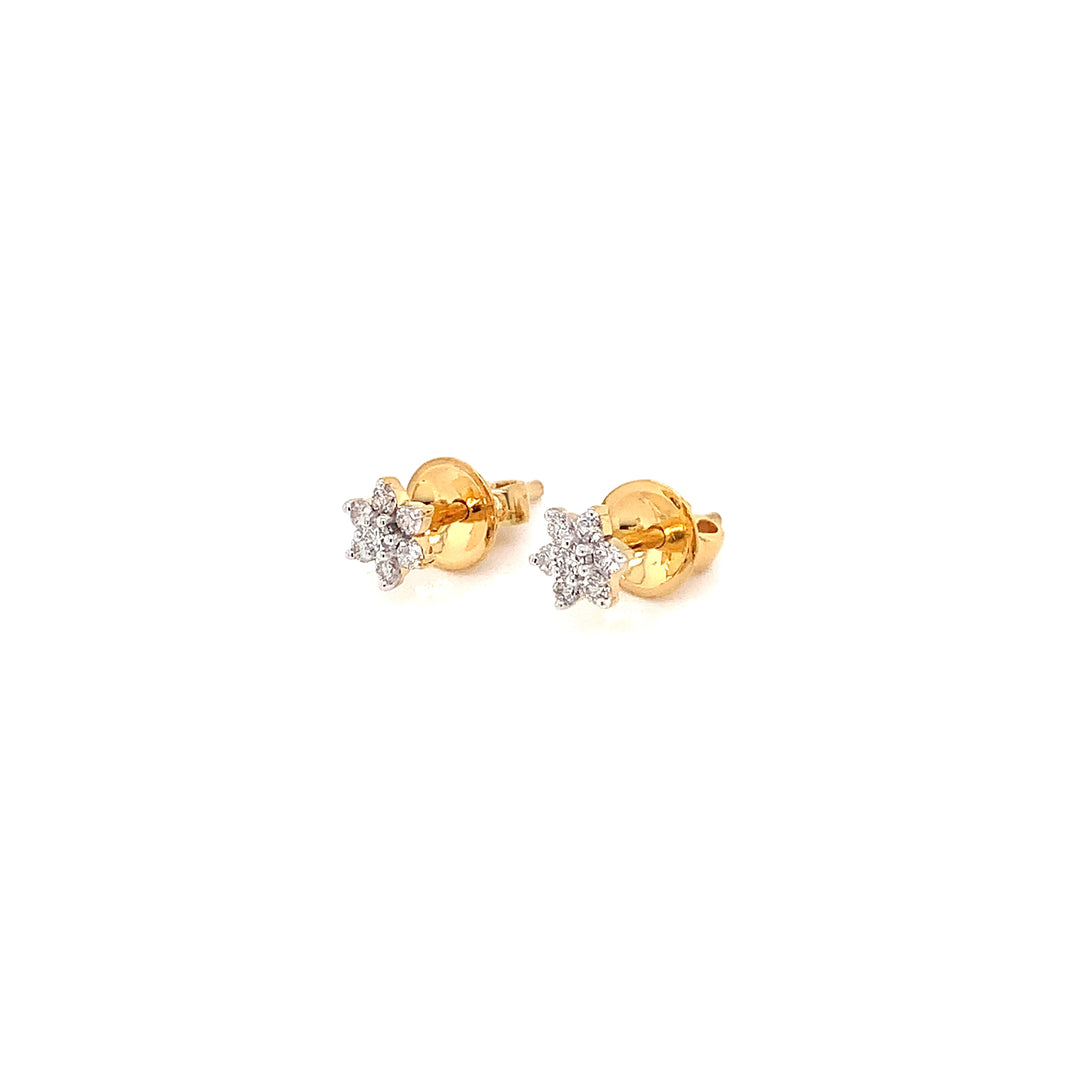 14K YG Star Diamond Earring-1pair