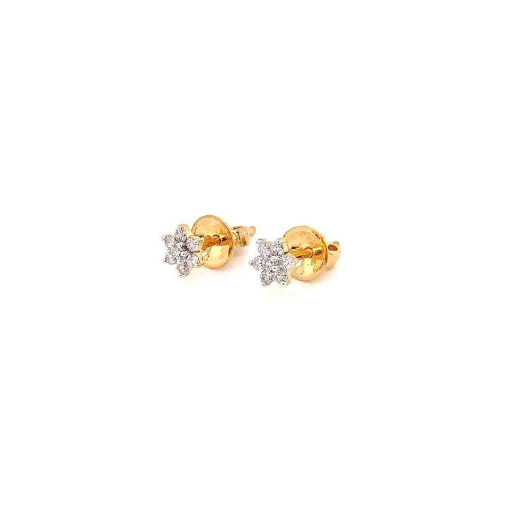 14K YG Star Diamond Earring-1pair