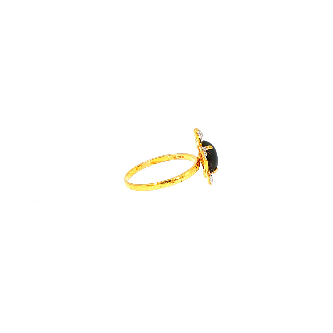 14K YG Turtle Diamond, Garnet Ring-1pc