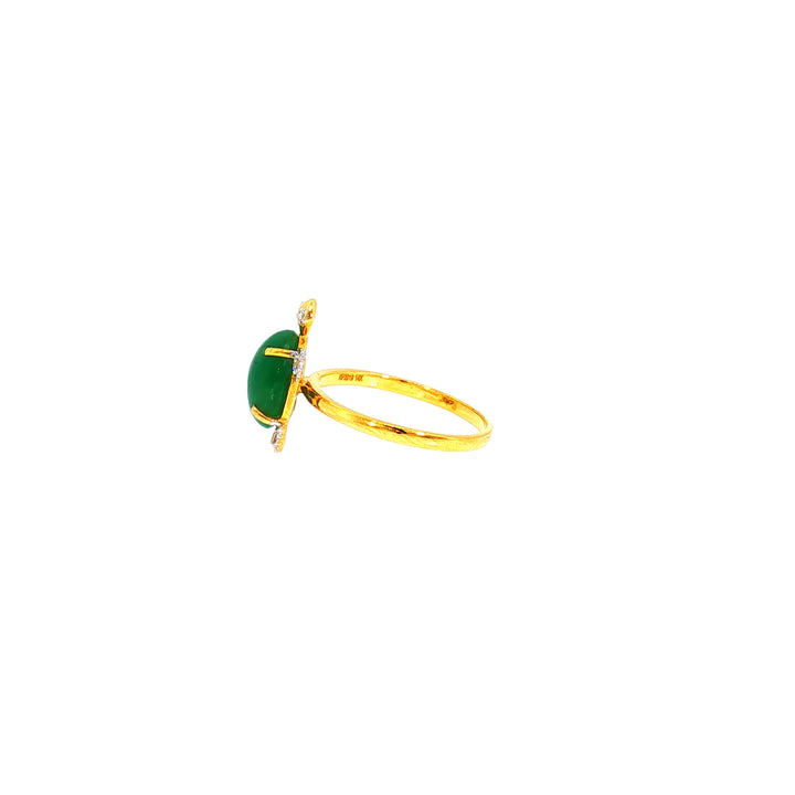 14K YG Turtle Diamond, Emerald Ring-1pc