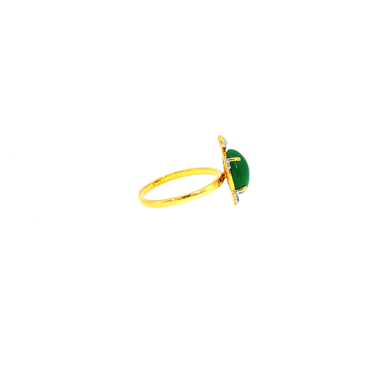 14K YG Turtle Diamond, Emerald Ring-1pc