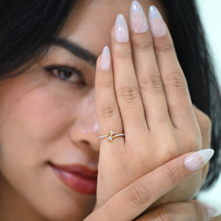14K YG Cluster Diamond Ring-1pc