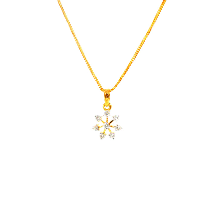 14K YG Flower Diamond Pendant-1pc
