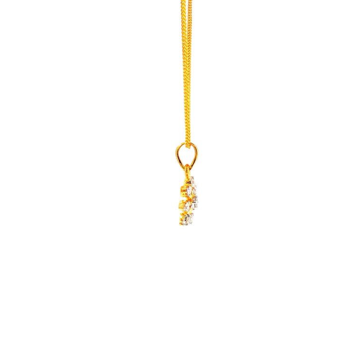 14K YG Flower Diamond Pendant-1pc
