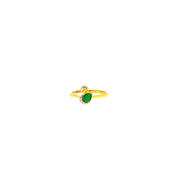 14K YG Swan Diamond, Emerald Ring-1pc