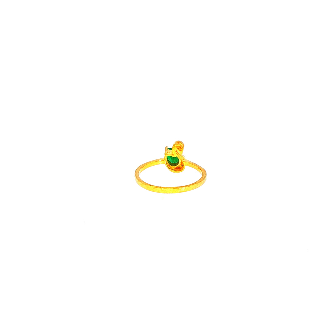 14K YG Swan Diamond, Emerald Ring-1pc