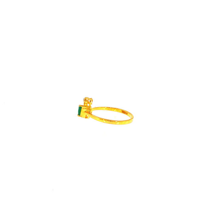 14K YG Swan Diamond, Emerald Ring-1pc