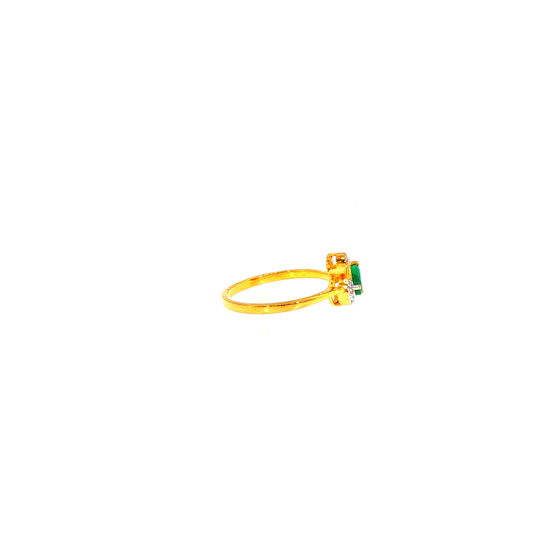 14K YG Swan Diamond, Emerald Ring-1pc