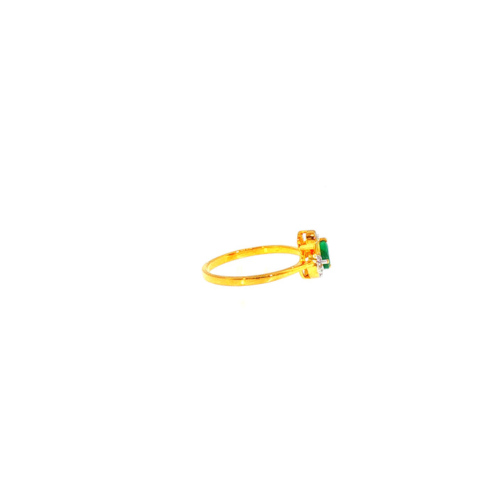 14K YG Swan Diamond, Emerald Ring-1pc