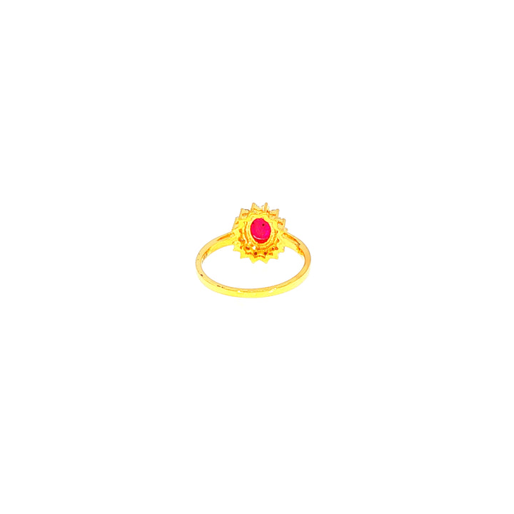 14K YG Cluster Diamond, Ruby Ring-1pc