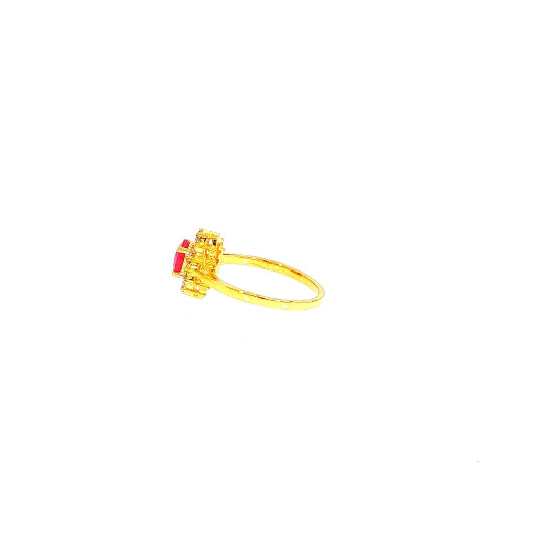 14K YG Cluster Diamond, Ruby Ring-1pc