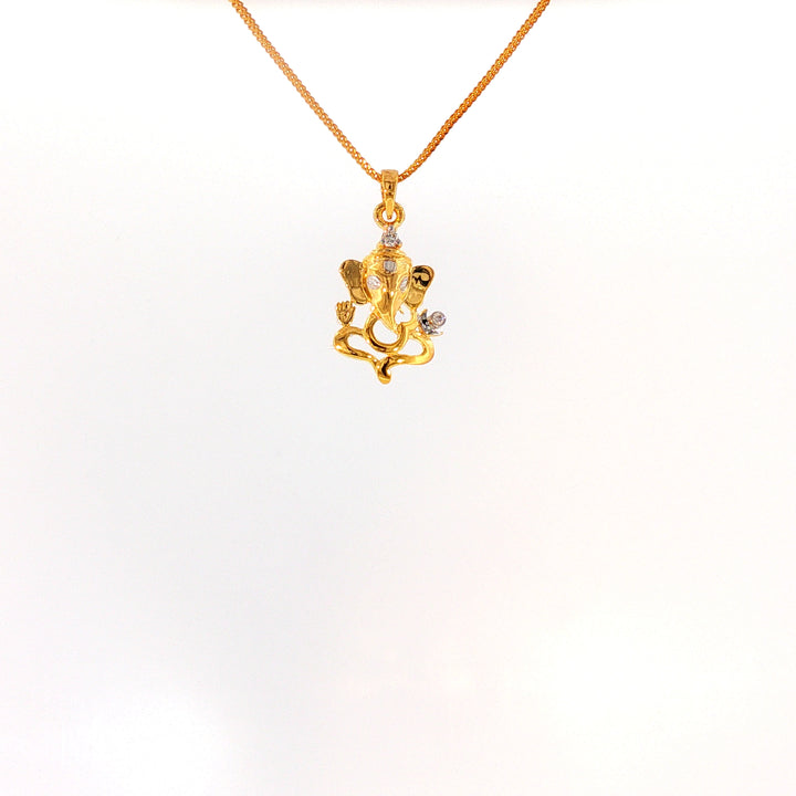 14K YG Ganesh Diamond Pendant-1pc