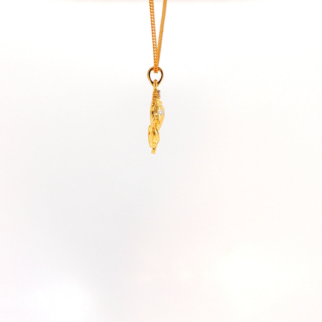 14K YG Ganesh Diamond Pendant-1pc